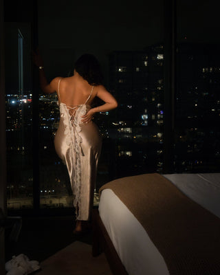 Satin Lace Slip Dress - French Kiss Couture