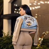 Street Chic Varsity Denim Cropped Jacket - French Kiss Couture