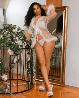 Tie the Knot – Sheer Feather - Trim Robe - French Kiss Couture